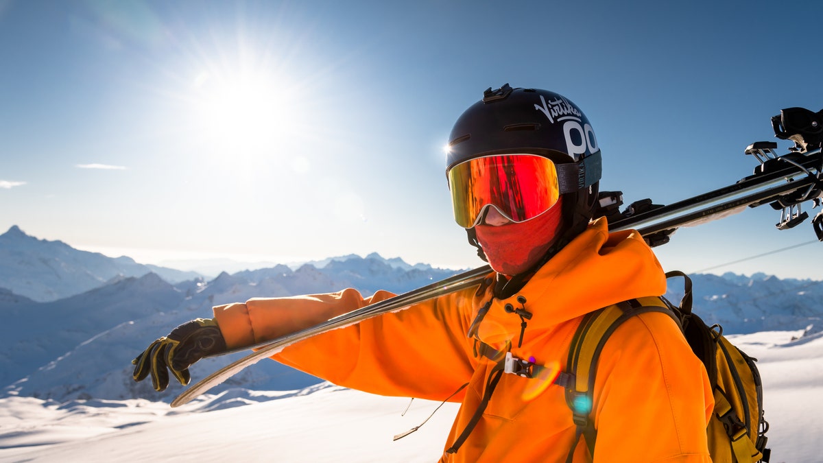 Man wearing ski goggles