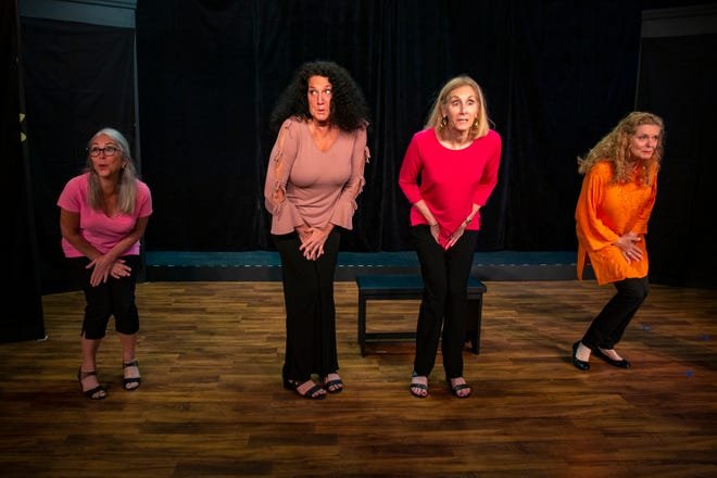 Marilyn Schweltzer, left, Christi Lueck-Sadiq, Patti Corsini-Caroli and Rose Curreri act out a scene from
