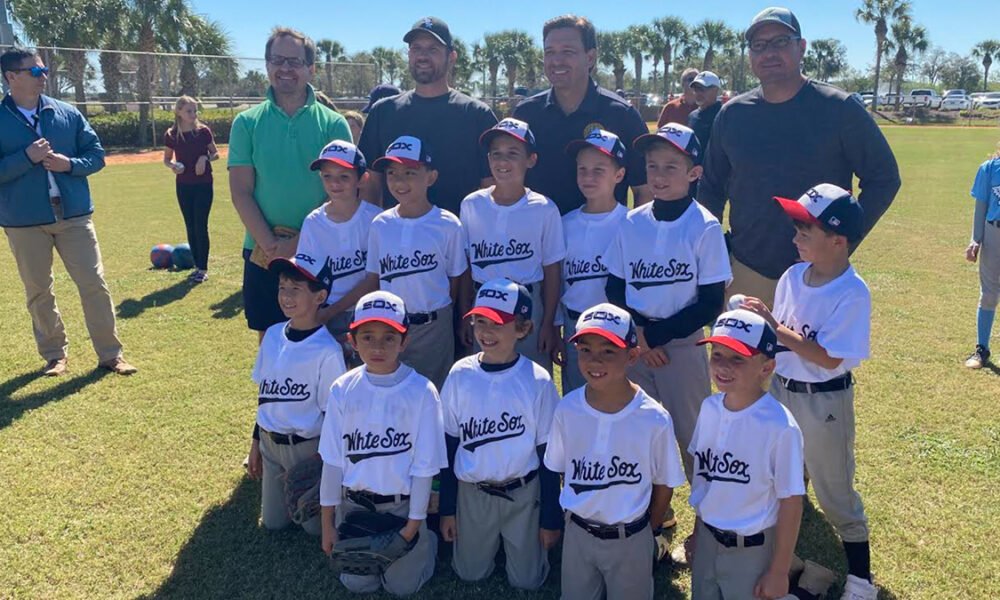 Governor DeSantis throws first pitch at Ave Maria Little League game on Opening Day