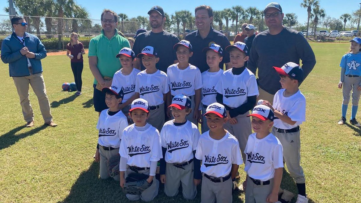 Governor DeSantis throws first pitch at Ave Maria Little League game on Opening Day