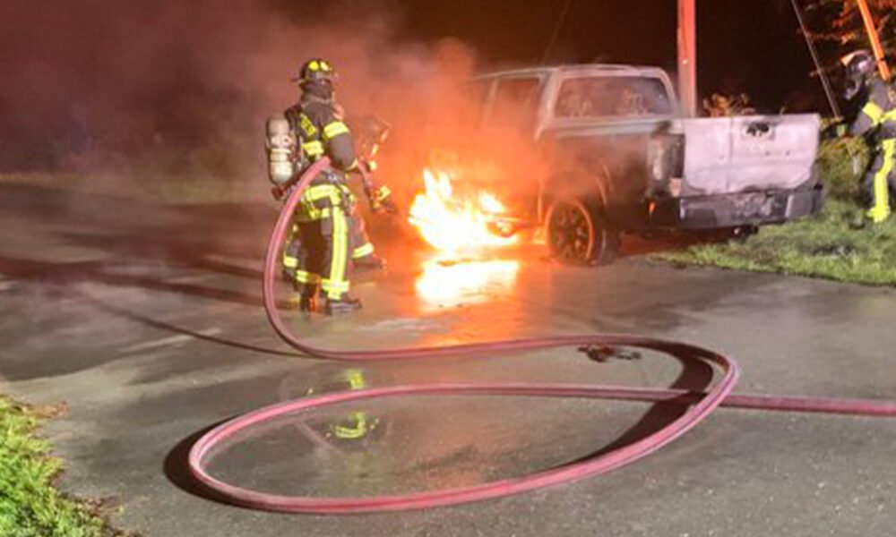 Fire crews respond to pickup truck fire in Lehigh Acres