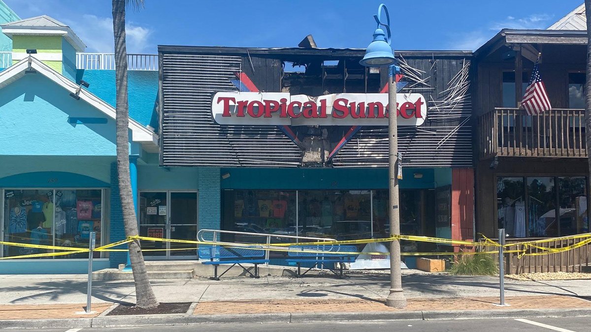 Fire sparks overnight at Tropical Sunset gift shop on Fort Myers Beach